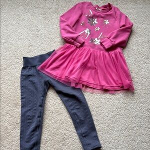Pink Tulle Dress and all in motion Gray Leggings Sz 5